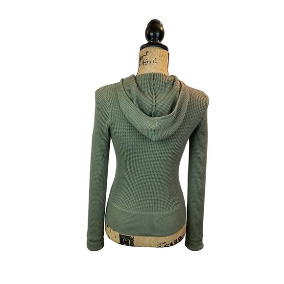 Vince Waffle Knit Hooded Jacket  Zip-Up Sage Green Womens Small 100% Cotton - Picture 3 of 13